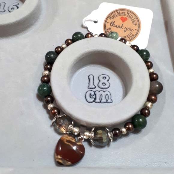 Semiprecious Gemstone Stretch Bracelet - Picture 2 of 2